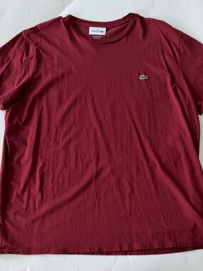 Men's Lacoste Maroon Short Sleeve Tee Size XXL EUC 100% Pima Cotton